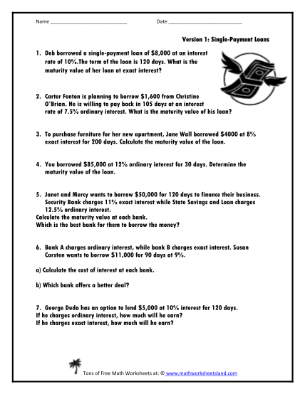 4 2 Loans Worksheet Answers