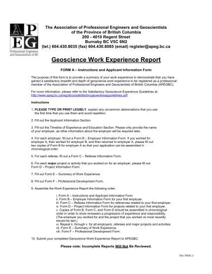 1246195-fillable-apegbc-work-experience-sample-reports-form-apeg-bc