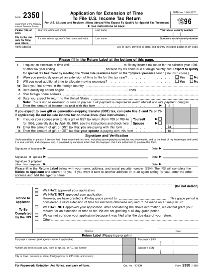 12888538-1996-form-2350-application-for-extension-of-time-to-file-us-individual-income-tax-return-irs