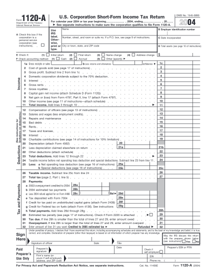 12888891-f1120a-2004-2004-form-1120-a-us-corporation-short-form-income-tax-return-various-fillable-forms-irs