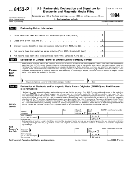 12889133-f8453p-1994-1994-form-8453-p---irs-various-fillable-forms-irs