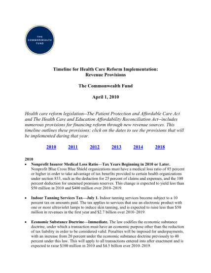 129052324-timeline-for-health-care-reform-implementation-revenue-provisions