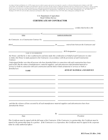 129053109-fillable-fillable-certificate-of-contractor-rus-form-231-forms-sc-egov-usda