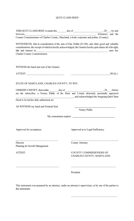 129087021-fillable-quick-claim-deed-for-charles-county-maryland-form-charlescountymd