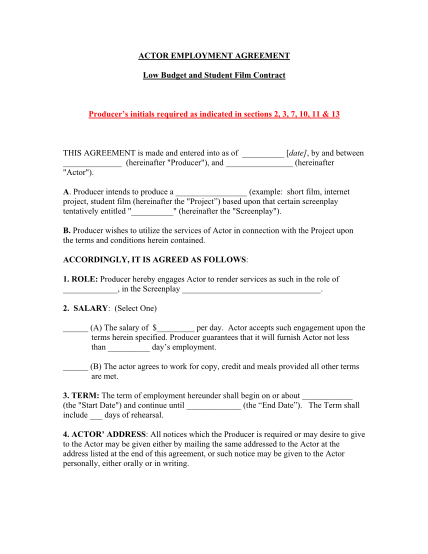 129108005-fillable-actor-employment-agreement-form