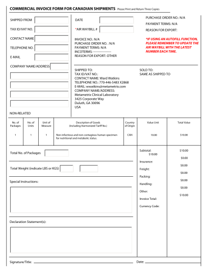 Free International Commercial Invoice Templates - PDF – eForms