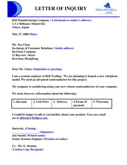 129111310-fillable-bell-manufacturing-companykletter-of-inquiry-form