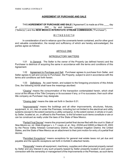 129131003-sample-agreement-of-purchase-and-sale-office-of-the-state-engineer-ose-state-nm
