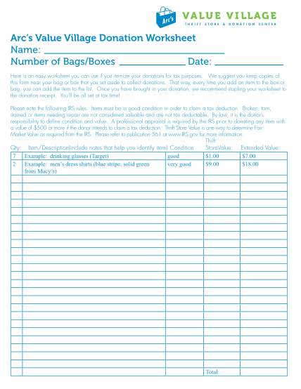 76 clothing donation tax deduction worksheet page 5 - Free to Edit