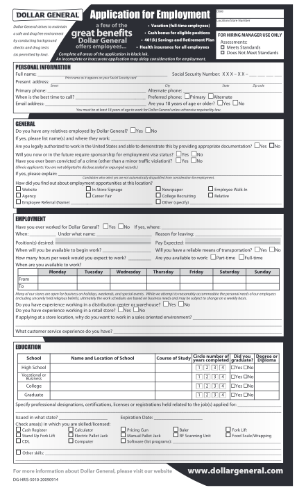 21 Dollar Tree Employment Application Form Page 2 Free To Edit Download And Print Cocodoc 9646