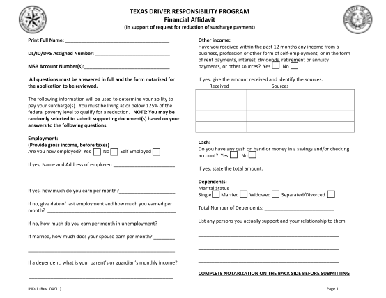 129165742-fillable-2013-texas-driver-responsibility-program-financial-affidavit-for-reduction-of-surcharges-pdf-form
