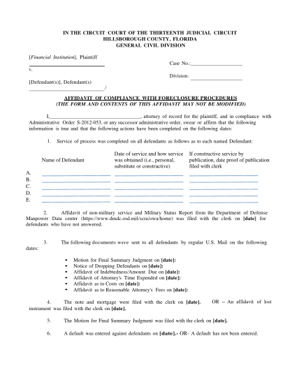 129336041-fillable-hillsborough-county-affidavit-of-compliance-with-foreclosure-procedures-form-fljud13