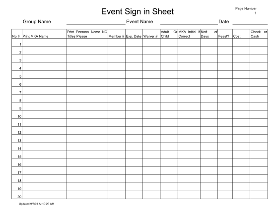 107 patient sign in sheet template word page 6 - Free to Edit, Download ...