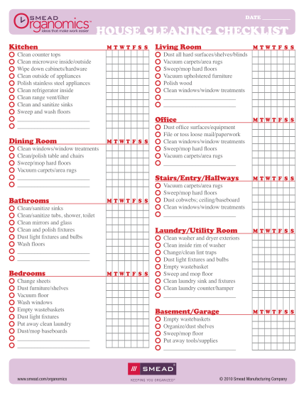 Commercial Kitchen Cleaning Checklist Printable Dandk Organizer