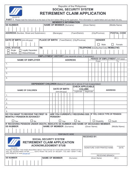 129357830-fillable-philippines-social-security-retirement-claim-application-pdf-form