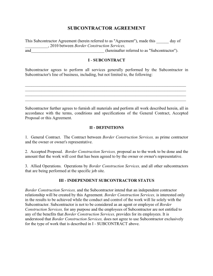 49 Subcontractor Agreement Page 2 Free To Edit Download Print Cocodoc