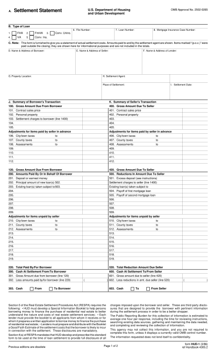 17 Free Fillable Hud 1 Settlement Statement Free To Edit Download And Print Cocodoc 6665