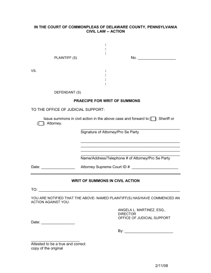 129374047-fillable-pennsylvania-civil-summons-form-co-delaware-pa