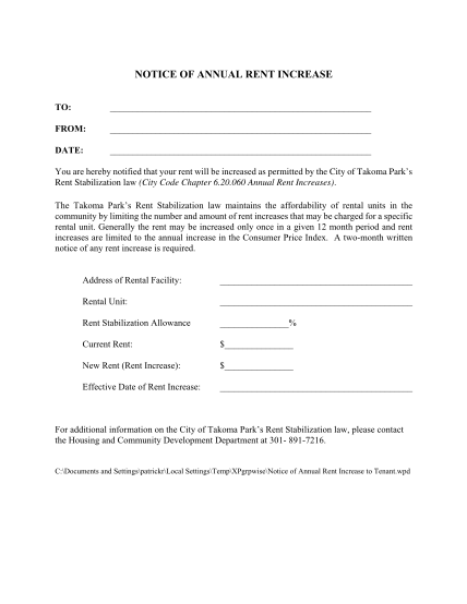 Fillable Printable Landlord Friendly Rent Increase Letter