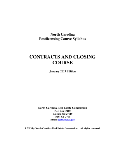129422902-contracts-and-closing-course-north-carolina-real-estate-commission-ncrec