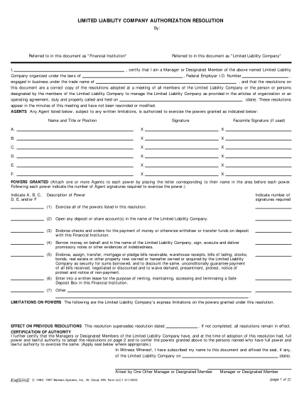 129423615-fillable-limited-liability-comany-authorization-resolution-form