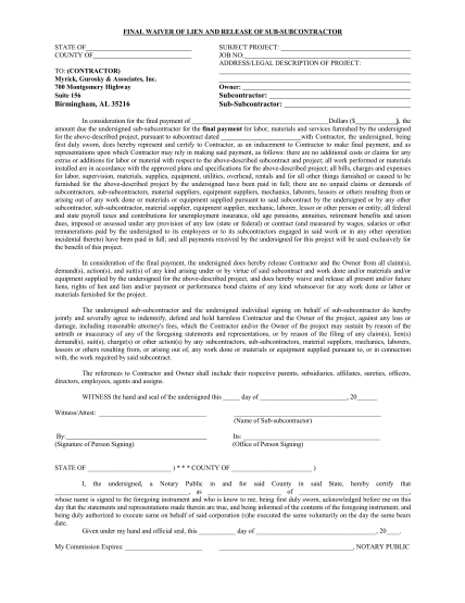 129430832-final-waiver-of-lien-and-release-of-sub-subcontractor