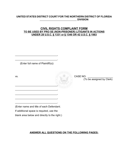 23 sample civil complaint federal court Free to Edit Download
