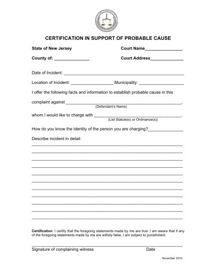129487613-fillable-certification-in-support-of-probable-cause-nj-form
