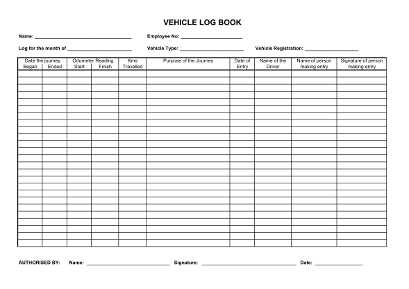 17 vehicle log book sample page 2 - Free to Edit, Download & Print