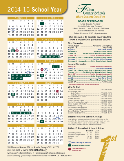 Fulton county board deals of education calendar