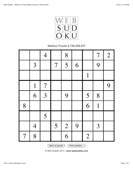 Web Sudoku (@websudoku) / X