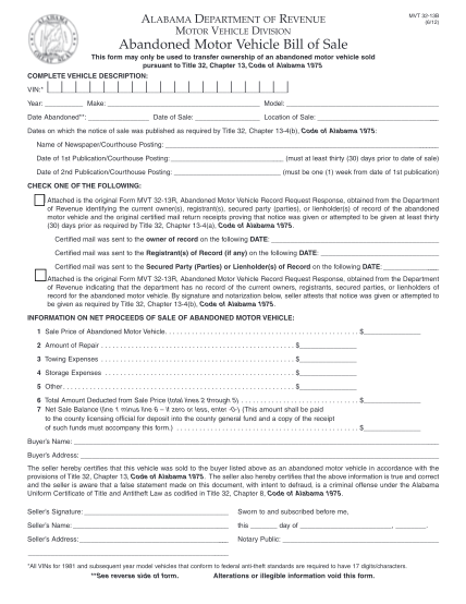 129557215-alabama-department-of-revenue-motor-vehicle-division-mvt-32-13b-91014-abandoned-motor-vehicle-bill-of-sale-this-form-may-only-be-used-to-transfer-ownership-of-an-abandoned-motor-vehicle-sold-pursuant-to-title-32-chapter-13-code-of