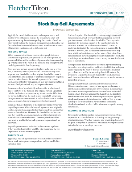 129587299-stock-buy-sell-agreementspdf-fletcher-tilton-pc