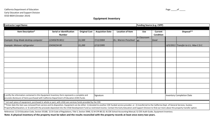 129763258-equipment-inventory-form-child-development-ca-dept-of-education-equipment-inventory-form-for-complete-and-accurate-disclosure-of-items-purchased-with-california-department-of-education-funds-cde-ca