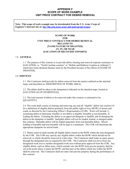 129822963-appendix-f-scope-of-work-example-unit-price-contract-for-debris-dps-sd