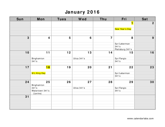 45 January 2016 Calendar Free To Edit Download Print Cocodoc