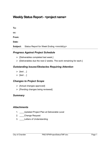 129894799-weekly-status-report-project-name-to-cc-from-date-subject-status-report-for-week-ending-mmddyy-progress-against-project-schedule-deliverables-completed-last-week-chandleraz