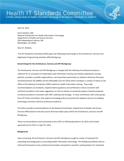 129920173-transmittal-letter-42215-from-the-health-it-standards-committees-architecture-services-and-api-workgroup-this-letter-provides-recommendations-to-the-national-coordinator-department-of-health-and-human-services-hhs-based-on-the-discuss