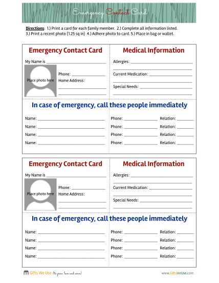 67 free emergency contact card template page 3 Free to Edit Download