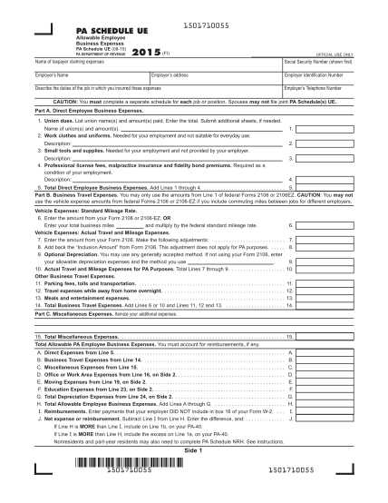 129929309-allowable-employee-business-expenses-pa-2015-form
