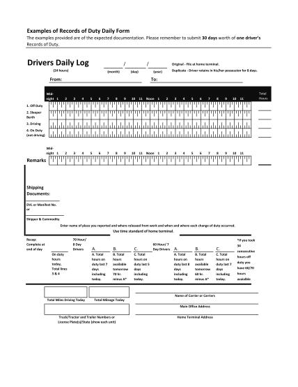 drivers daily log examples