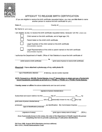130124467-florida-department-of-health-in-seminole-county-affidavit-to-release-birth-certificate-florida-department-of-health-in-seminole-county-affidavit-to-release-birth-certificate
