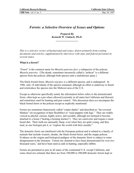 130135231-ferrets-a-selective-overview-of-issues-and-options-library-ca