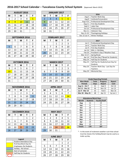 2016-2017 Boot Calendar: Updated 05/04/16