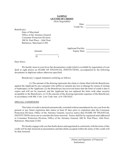 130369378-sample-letter-of-credit-maryland-attorney-general