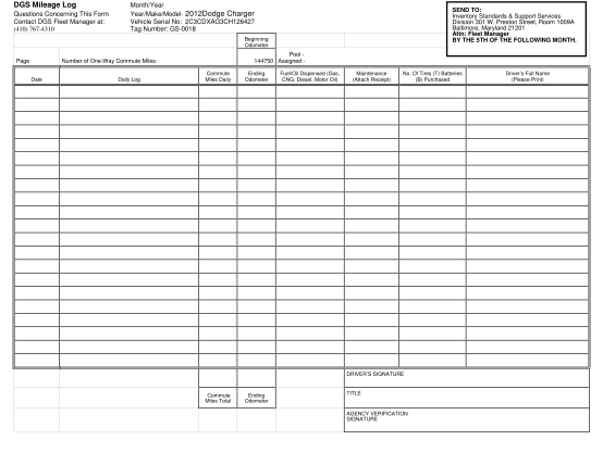 10 mileage log form - Free to Edit, Download & Print | CocoDoc