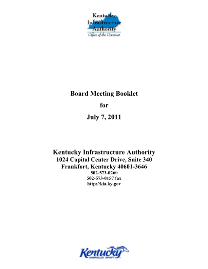 131183-kiaboardbook070-711-board-meeting-booklet-for-july-7-2011-kentucky-infrastructure-state-kentucky-migration-kentucky