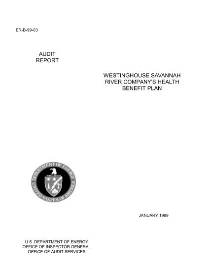13174164-er-b-99-03-audit-report-westinghouse-savannah-river-company-health-s-benefit-plan-january-1999-u-energy