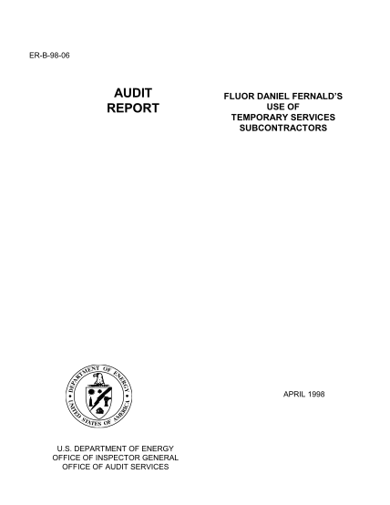 13174266-er-b-98-06-audit-report-fluor-daniel-fernald-s-use-of-temporary-services-subcontractors-april-1998-u-energy