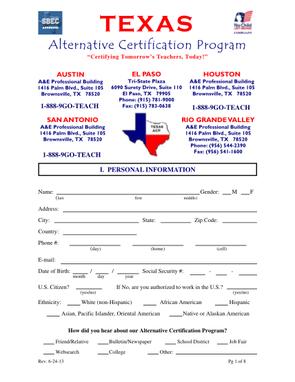 1325013-fillable-texas-alternative-certification-program-at-houston-20103-chasestone-ct-katy-tx-form